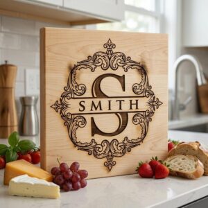 Monogram bundle, Wilson family crest, alphabet chopping board engraving download