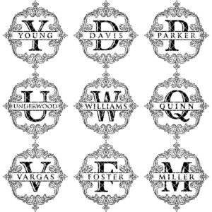 Monogram bundle, Wilson family crest, alphabet chopping board engraving download