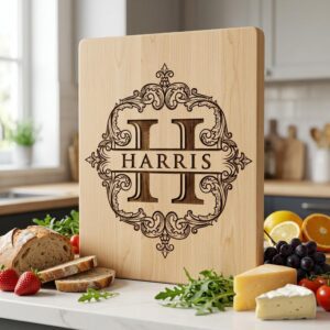 Monogram bundle, Wilson family crest, alphabet chopping board engraving download