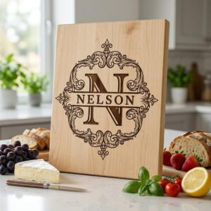 Monogram bundle, Wilson family crest, alphabet chopping board engraving download