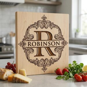 Monogram bundle, Wilson family crest, alphabet chopping board engraving download