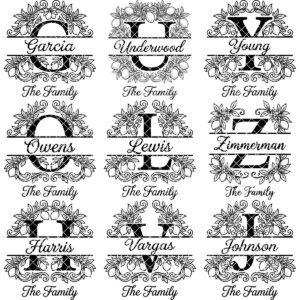 Monogram Engraving Bundle, Custom Family Name Logo, Alphabet Ornament Boards