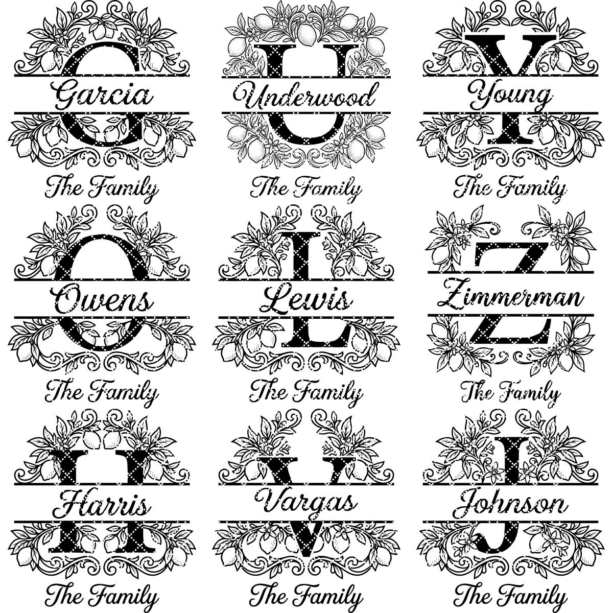 Monogram Engraving Bundle, Custom Family Name Logo, Alphabet Ornament Boards