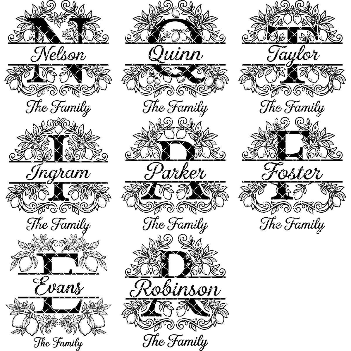 Monogram Engraving Bundle, Custom Family Name Logo, Alphabet Ornament Boards