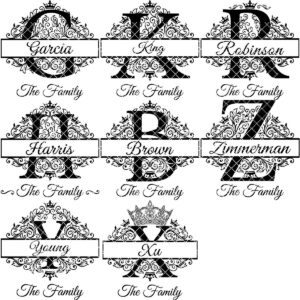 Monogram Engraving Designs, Custom Family Name, Alphabet Surname Banners