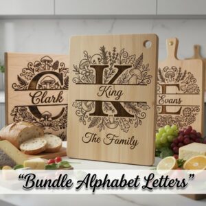 Mushroom Forest Kitchen Design, Custom Family Name Board, Laser Monogram Set