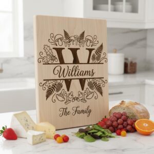 Mushroom Forest Kitchen Design, Custom Family Name Board, Laser Monogram Set