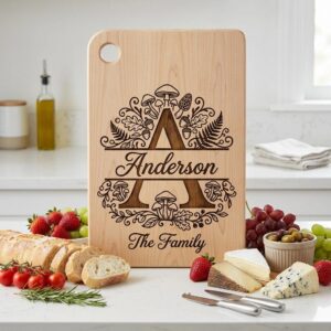 Mushroom Forest Kitchen Design, Custom Family Name Board, Laser Monogram Set
