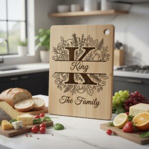 Mushroom Forest Kitchen Design, Custom Family Name Board, Laser Monogram Set