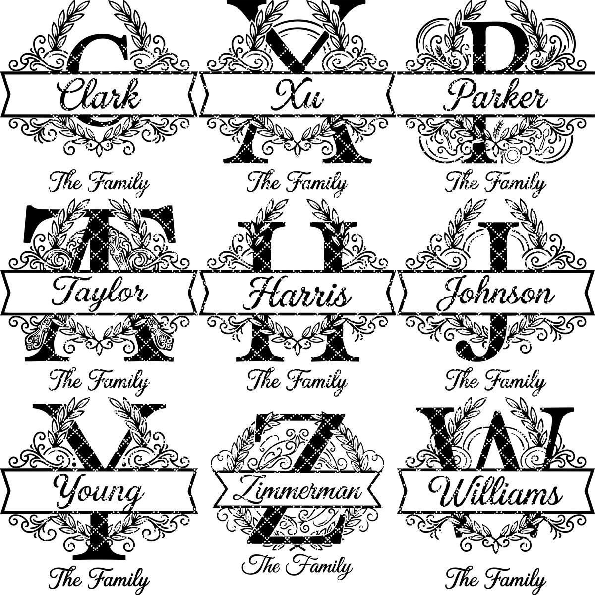 Personalized Board Monogram Alphabet Bundle, Family Name Engraving, Laurel Wreath Design