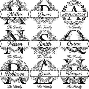 Personalized Board Monogram Alphabet Bundle, Family Name Engraving, Laurel Wreath Design