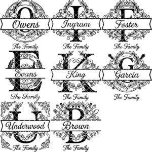 Personalized Board Monogram Alphabet Bundle, Family Name Engraving, Laurel Wreath Design