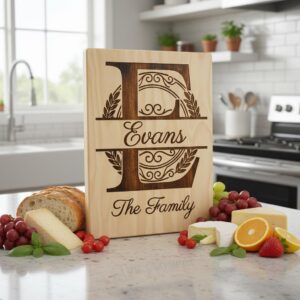 Personalized Board Monogram Alphabet Bundle, Family Name Engraving, Laurel Wreath Design