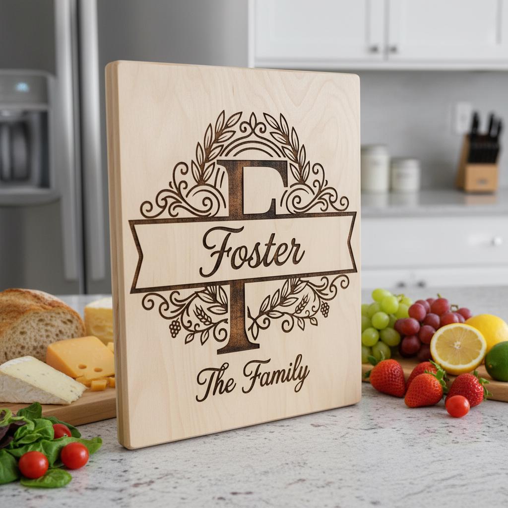 Personalized Board Monogram Alphabet Bundle, Family Name Engraving, Laurel Wreath Design