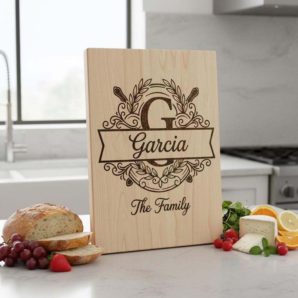 Personalized Board Monogram Alphabet Bundle, Family Name Engraving, Laurel Wreath Design