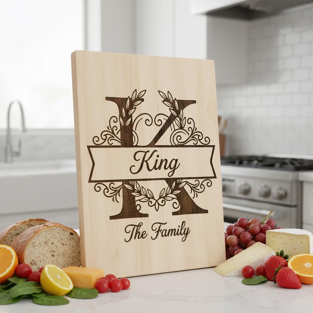 Personalized Board Monogram Alphabet Bundle, Family Name Engraving, Laurel Wreath Design