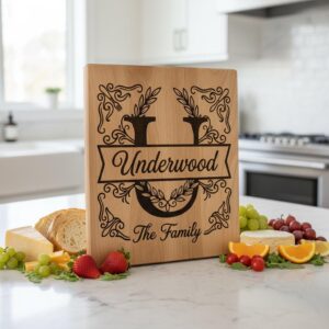 Personalized Board Monogram Alphabet Bundle, Family Name Engraving, Laurel Wreath Design