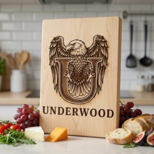 Vintage eagle monogram bundle, personalized family crest, laser engraving board