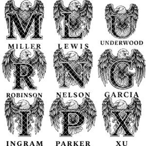 Vintage eagle monogram bundle, personalized family crest, laser engraving board