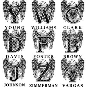 Vintage eagle monogram bundle, personalized family crest, laser engraving board
