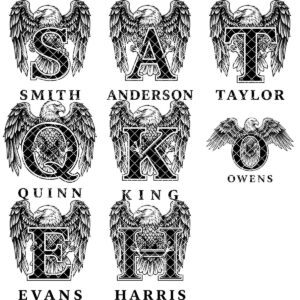 Vintage eagle monogram bundle, personalized family crest, laser engraving board