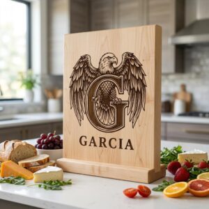 Vintage eagle monogram bundle, personalized family crest, laser engraving board