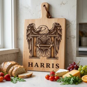 Vintage eagle monogram bundle, personalized family crest, laser engraving board