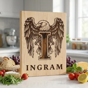 Vintage eagle monogram bundle, personalized family crest, laser engraving board