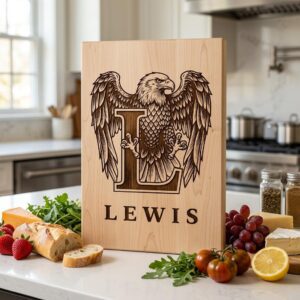 Vintage eagle monogram bundle, personalized family crest, laser engraving board