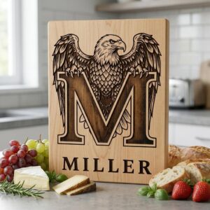 Vintage eagle monogram bundle, personalized family crest, laser engraving board