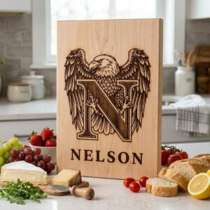 Vintage eagle monogram bundle, personalized family crest, laser engraving board