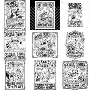 Vintage Grumpy Animal Badge Bundle, Charcuterie Engraving Digital Download