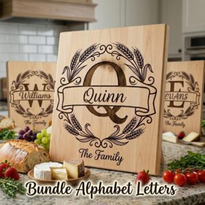 Wheat Monogram Engraving Bundle, Custom Family Name Alphabet, Harvest Kitchen Decor