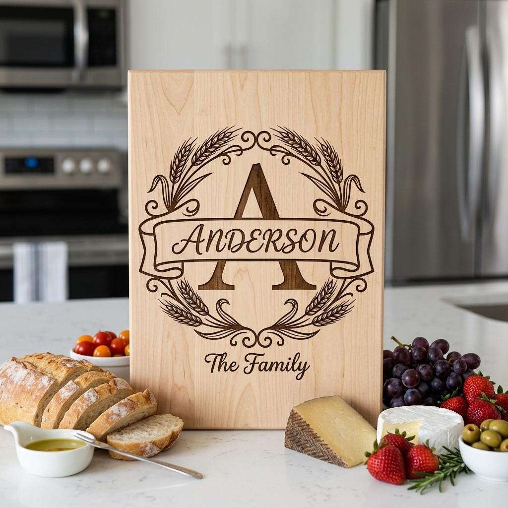 Wheat Monogram Engraving Bundle, Custom Family Name Alphabet, Harvest Kitchen Decor