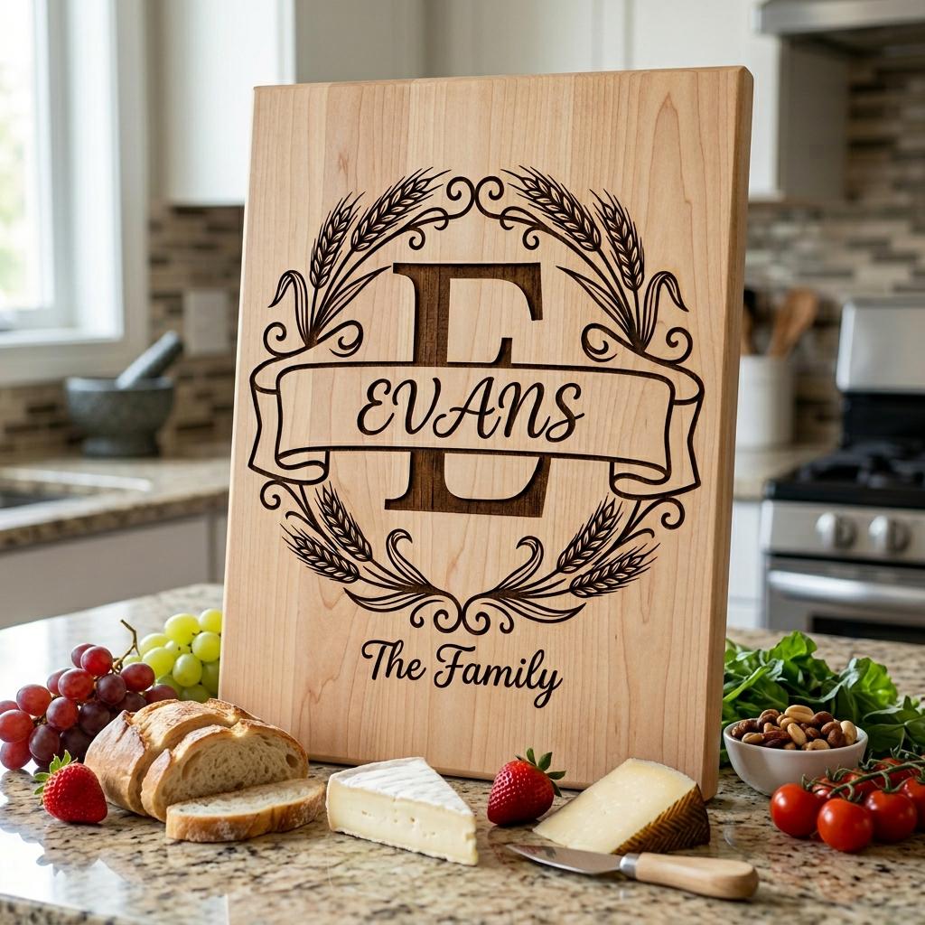 Wheat Monogram Engraving Bundle, Custom Family Name Alphabet, Harvest Kitchen Decor