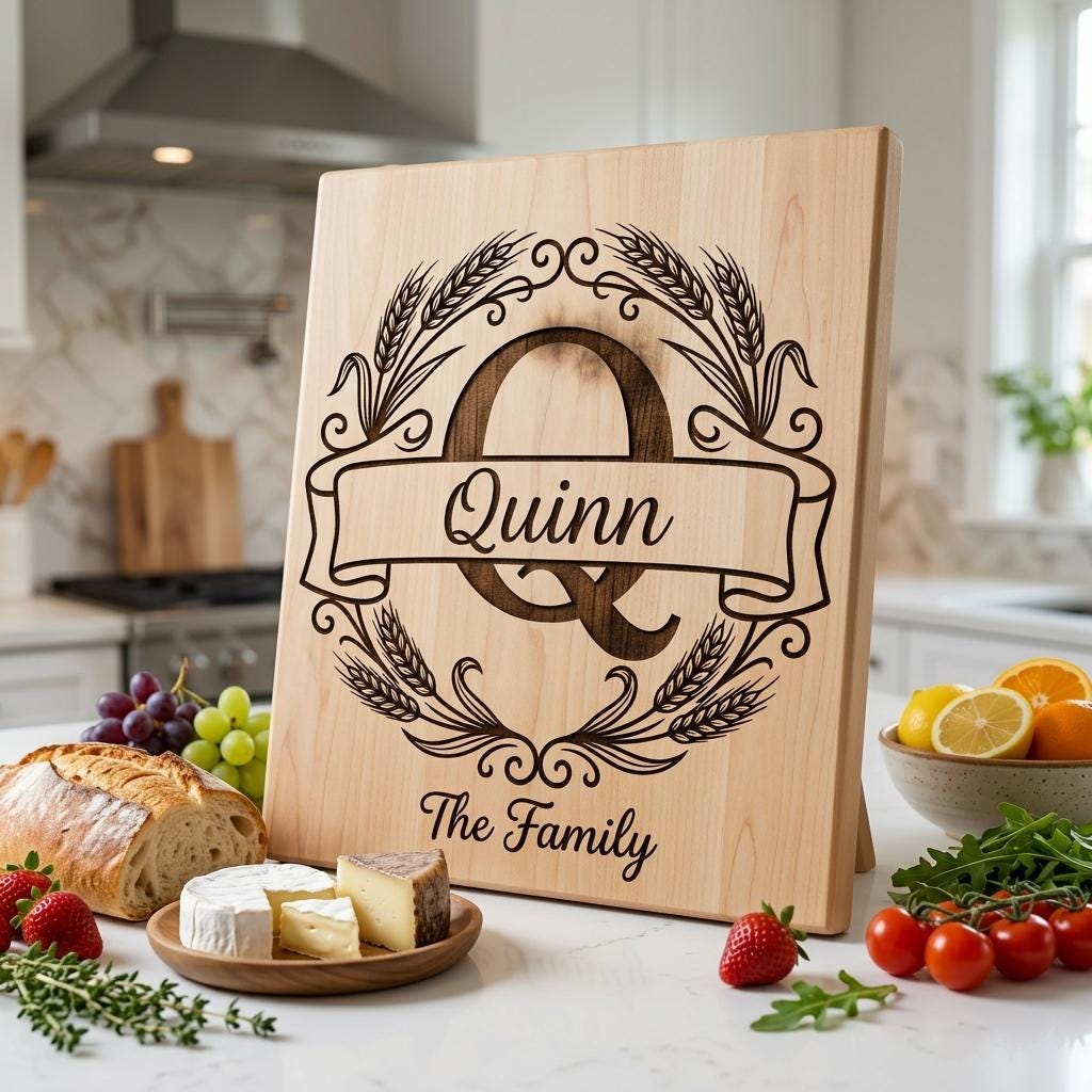 Wheat Monogram Engraving Bundle, Custom Family Name Alphabet, Harvest Kitchen Decor
