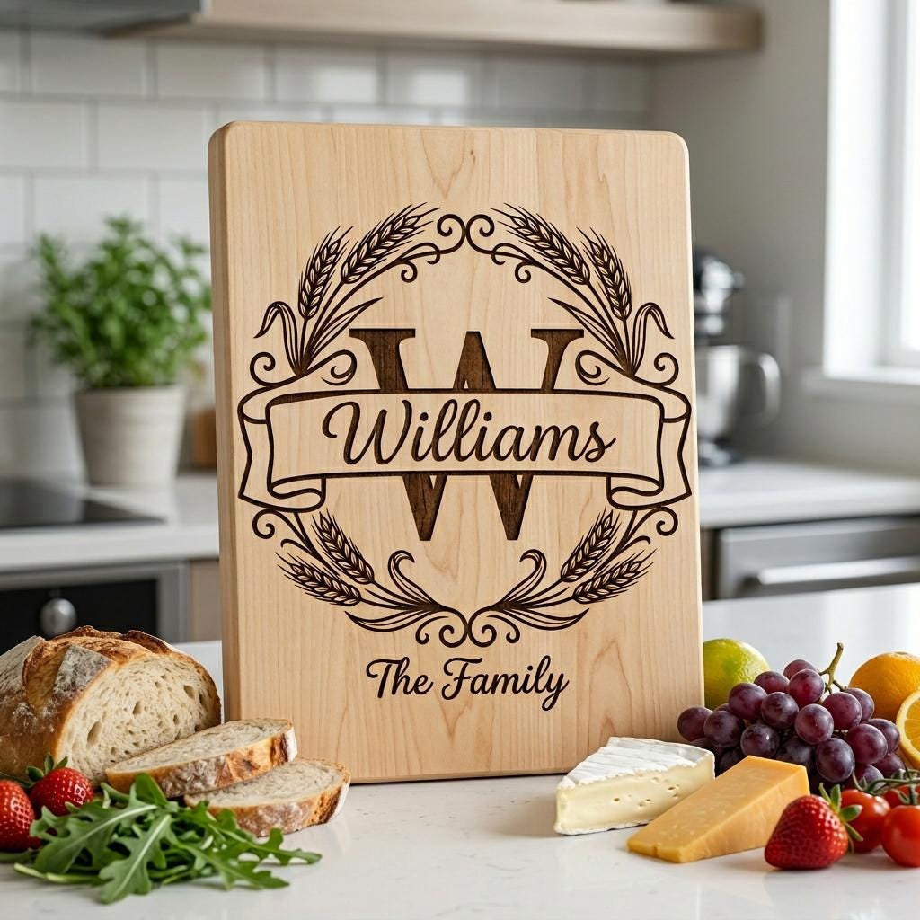 Wheat Monogram Engraving Bundle, Custom Family Name Alphabet, Harvest Kitchen Decor