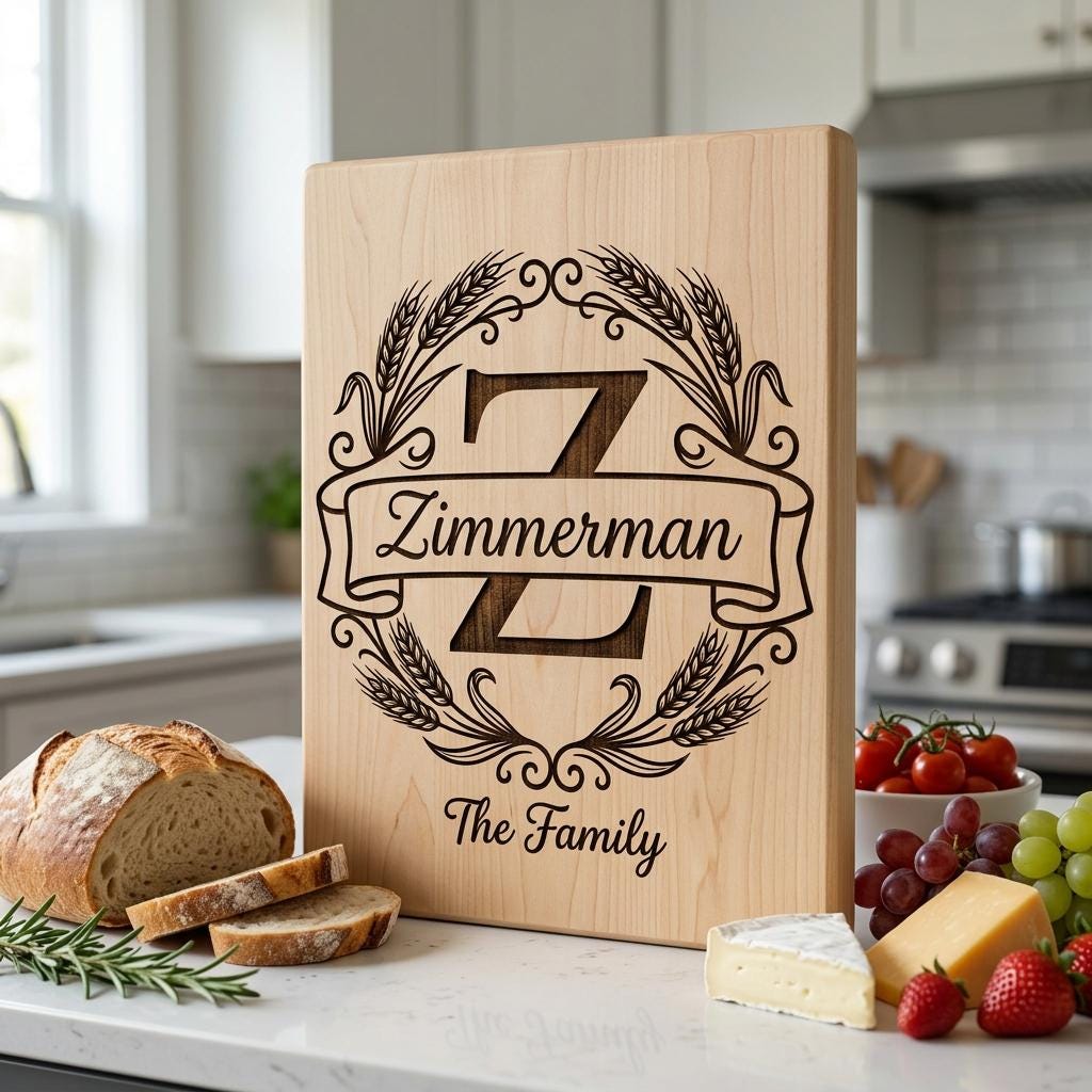 Wheat Monogram Engraving Bundle, Custom Family Name Alphabet, Harvest Kitchen Decor