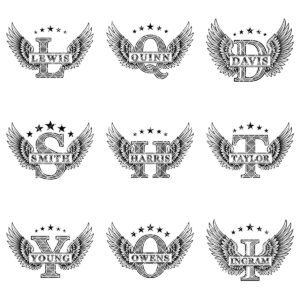 Winged W Monogram Alphabet Bundle, Family Name Laser Engraving Designs