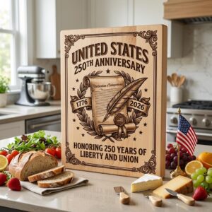 250th Anniversary Patriotic Chopping Board Engraving, American History Art
