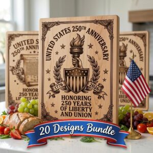 250th Anniversary Patriotic Chopping Board Engraving Design, 1776 2026