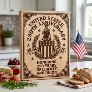 250th Anniversary Patriotic Chopping Board Engraving Design, 1776 2026