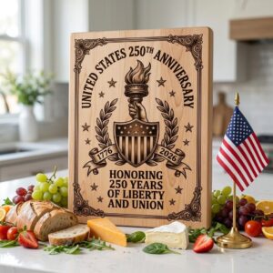 250th Anniversary Patriotic Chopping Board Engraving Design, 1776 2026