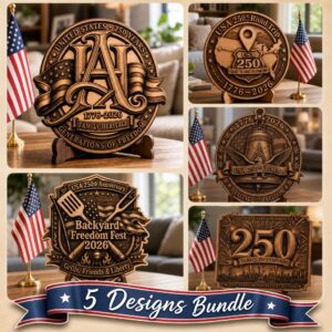 America 250 3D Illusion Laser Engraving Design, USA Anniversary for Plaques