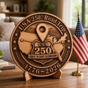 America 250 3D Illusion Laser Engraving Design, USA Anniversary for Plaques