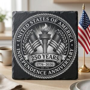 America 250 Patriotic Slate Coasters, Laser Engraving Designs, 10 Pack