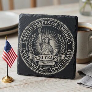 America 250 Patriotic Slate Coasters, Laser Engraving Designs, 10 Pack