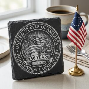 America 250 Patriotic Slate Coasters, Laser Engraving Designs, 10 Pack