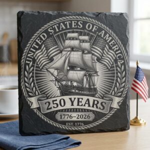 America 250 Patriotic Slate Coasters, Laser Engraving Designs, 10 Pack