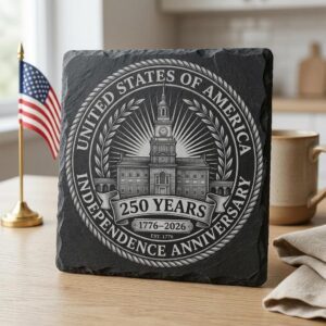 America 250 Patriotic Slate Coasters, Laser Engraving Designs, 10 Pack